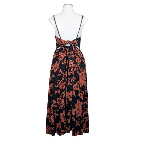 Free People The Perfect Sundress Small Floral Button Front Midi Boho Brown Black - Picture 5 of 14